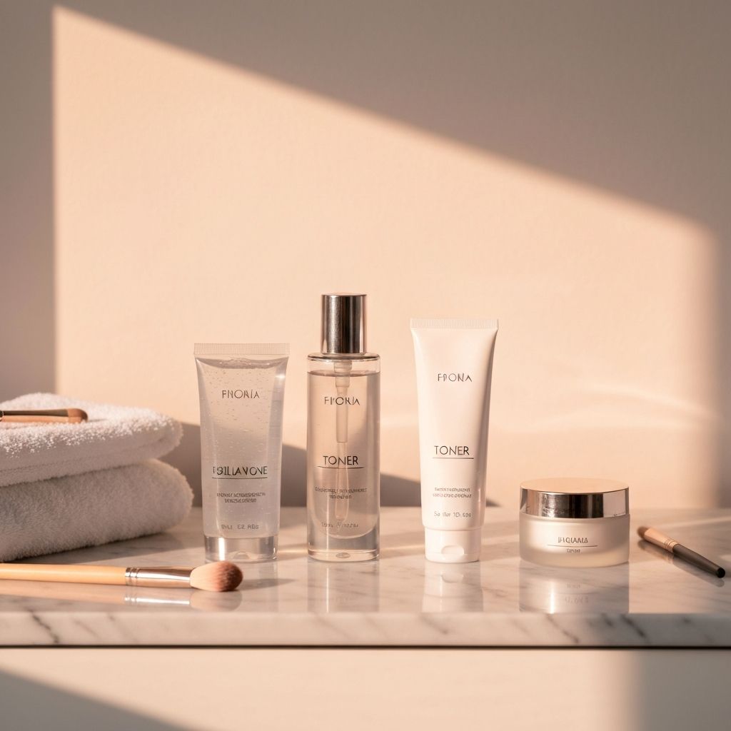 Козметични продукти подредени по редът на прилагане в ежедневния режим